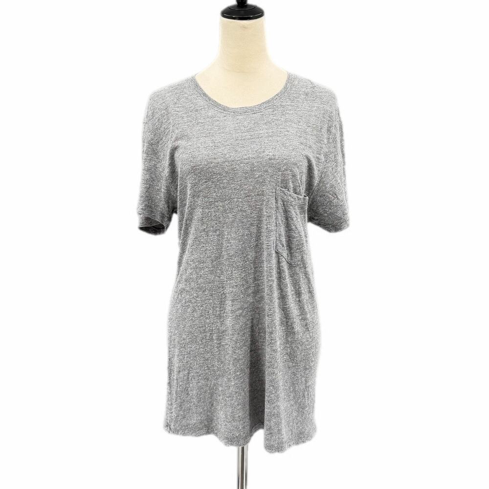 Monrow NEW Gray TriBlend Basic Crewneck Pocket Simple Soft Thin Tee T-shirt Top